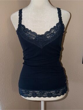 Vintage Y2K Hollister 2000s Lace Trim V Neck Cami Tank Top
